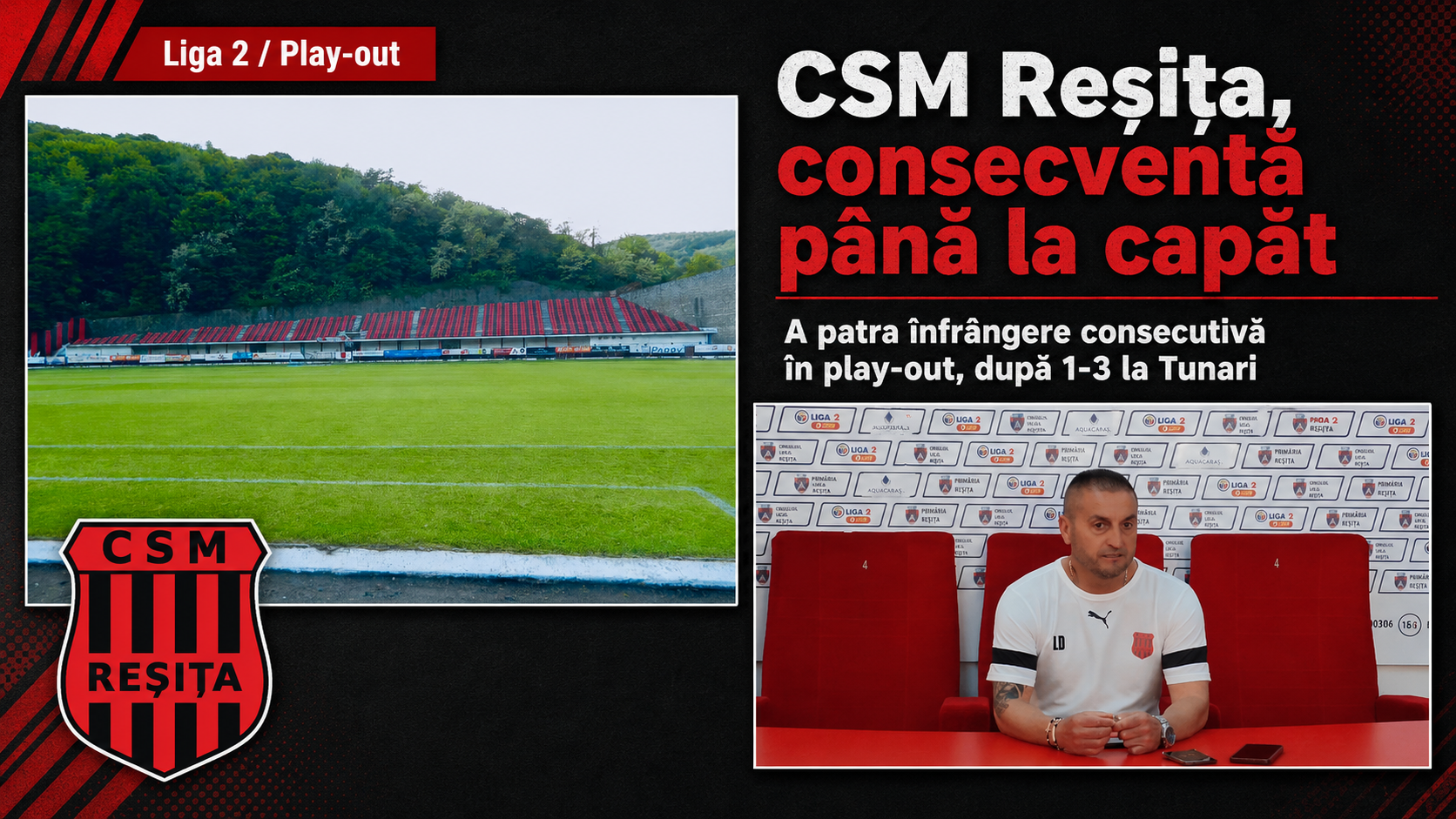 CSM Reșița, a patra înfrângere la rând în play-out-ul Ligii 2