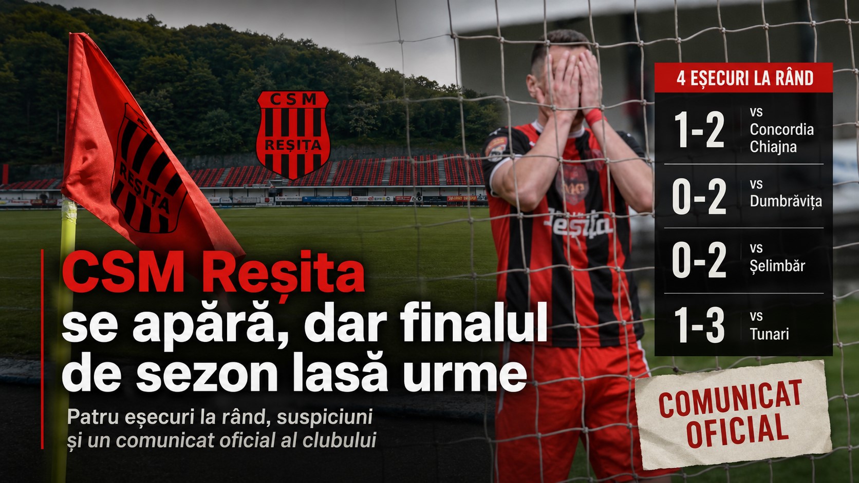 CSM Reșița se apără, dar finalul de sezon lasă urme